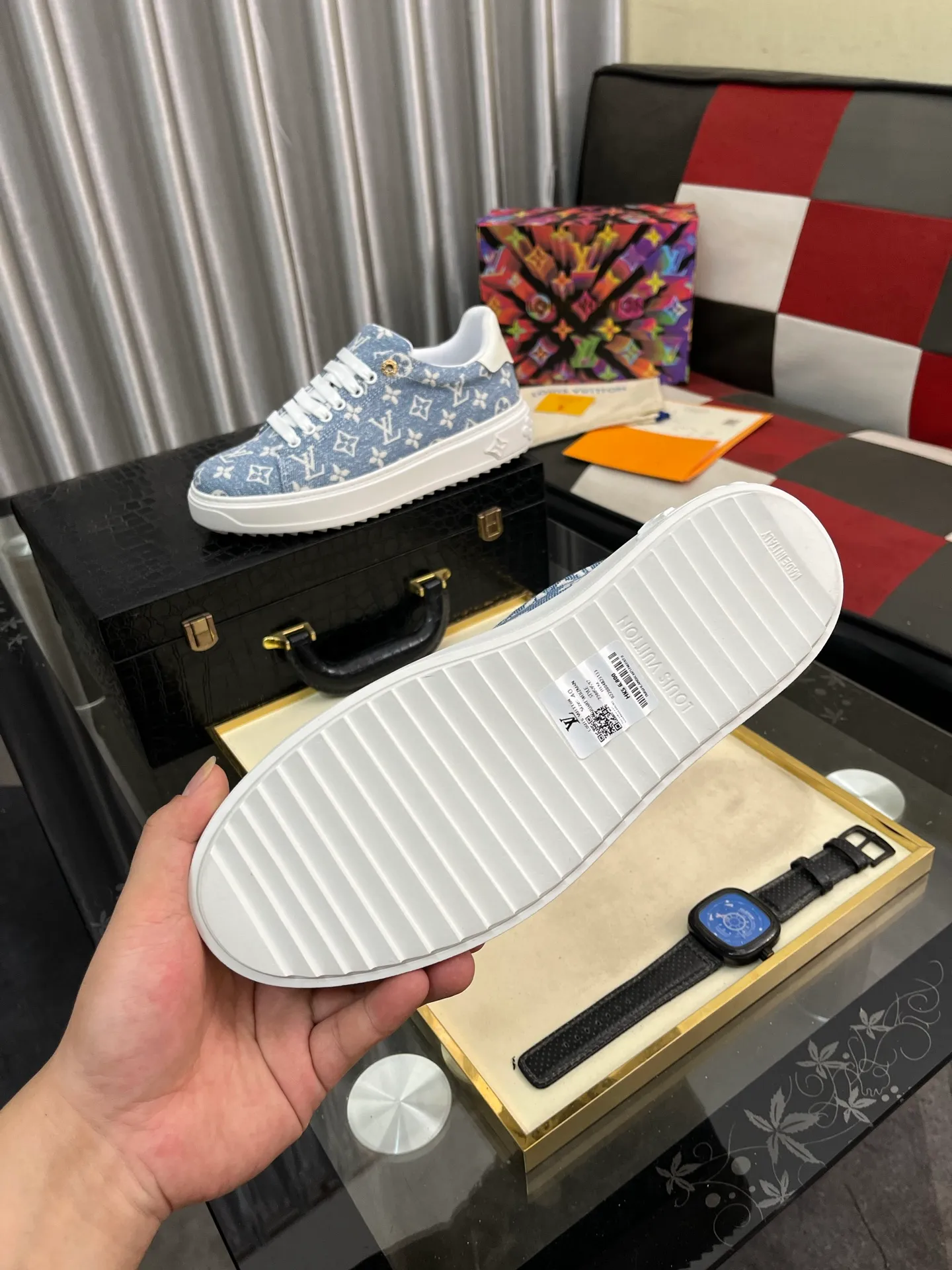 Men's shoes 💰540⌚️⌚️[Louis Vuitton LV] Dad shoes are popular casual sports shoes with outsole, breathable and comfortable, easy to walk, trendy men's versatile fly woven epoxy matching ➕leather lining➕Gucci's popular original outsole, sports and running style, super comfortable. Size 38-445️⃣Colors available